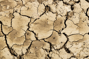 Background suitable for drought images of clods of earth and dry earth with cracks, macro photography of detail of cracks on the earth formed by the sun drying the earth, no water.