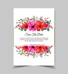 Save the date greeting card with flowers