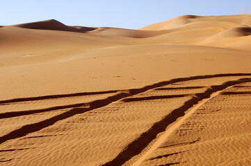 Fading Vehicle Traces In The Sahara Desert, Libya