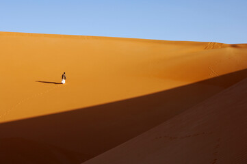 Bedouin Roaming Lonely In A Sand Dune, Ubari Sand Sea, Sahara Desert, Libya