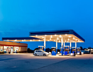 Generic Gas Station and Convenience Store With Copy Space