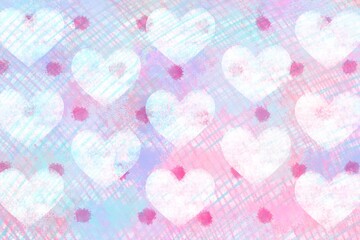 Digital decorative background with balls ans hearts for use in print and web