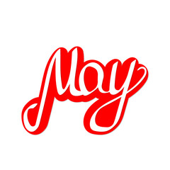 May, calligraphy lettering, season graphic design template, vector illustration