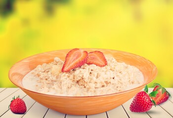 Healthy Homemade Oatmeal with Berries for Breakfast