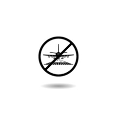 No travel sign. No plane icon with shadow