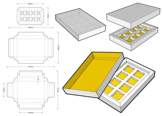 Chocolate Box and Die-cut Pattern. The .eps file is full scale and fully functional. Prepared for real cardboard production.