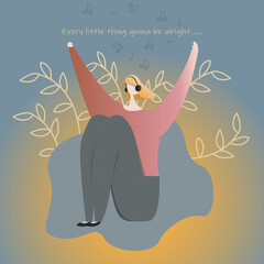 Getting over anxiety behance style character illustration. Vector illustration