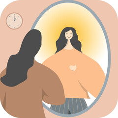 Self confidence behance style character illustration. Vector illustration