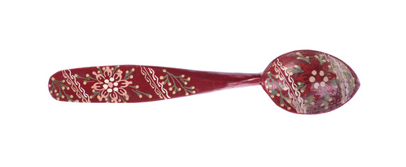 easter wooden spoon isolated on white background