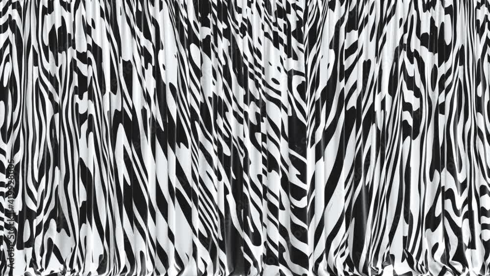 Aufkleber realistic 3d animation of the striped zebra pattern curtain rendered in uhd with alpha matte