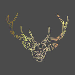 Gold reindeer abstract outlines illustration. Vector illustration