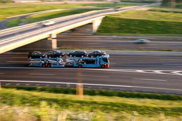 Car Transporter On Highway