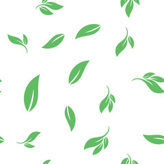 Leaves seamless pattern. Nature texture background. Leaf vector icon.