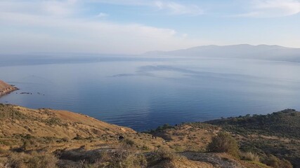 Panoramic view of the sea from the top of mountain under beautiful blue sky, Ora, Algeria