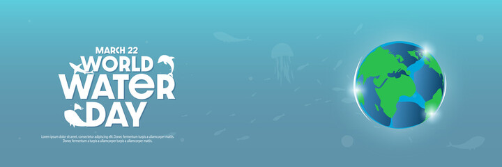 Save water world water day header or banner concept, Vector Illustration.