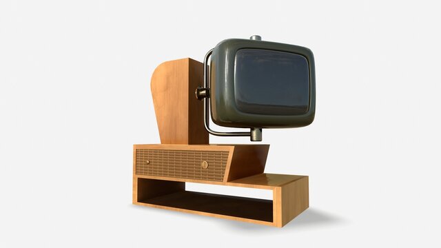 Vintage TV From The 1950s Isolated Over White Background - With Clipping Path 3d-illustration3d-rendering