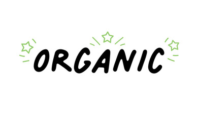 Organic lettering. Hand drawn word organic. Logo template for organic products, healthy food markets.