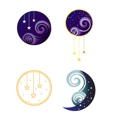 Night sky and sea vector illustrations for logos. Vector illustration