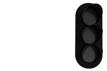 Turned off traffic light with inoperative light signals. Modern LED traffic light isolated on white...