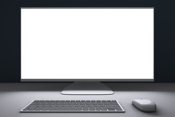 Desktop computer. Blank screen. Copy space. Design element.