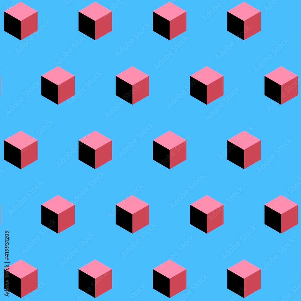 Aufkleber patterns and intricate designs from repeating cube pattern in shades of pink 3d cubes on a bright pl