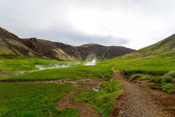Fototapeta na wymiar Reykjadalur hot spring hike, Iceland