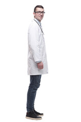 Fototapeta premium male doctor with a stethoscope. isolated on a white