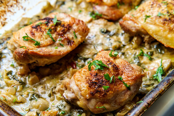 Spinach Artichoke Chicken Thighs