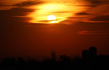 sunset over the city