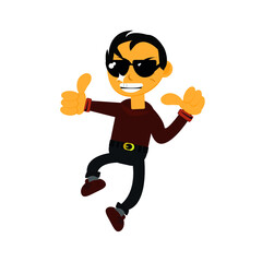 overall body of cool sunglasses character emoticons