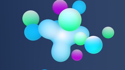 Liquid bubbles. Color abstraction. 3D rendering.