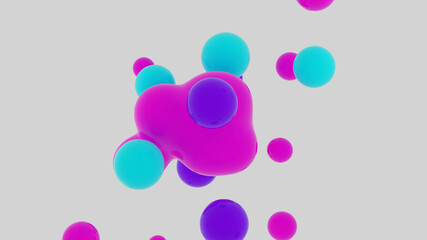 Liquid bubbles. Color abstraction. 3D rendering.