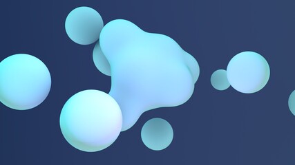 Liquid bubbles. Color abstraction. 3D rendering.