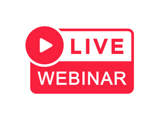 Live Webinar Button. Live stream logo. Video conference icon. Live broadcast button. Online meeting icon. Social media webinar. Vector illustration.