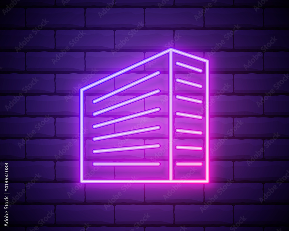 Poster building icon. elements of bulding landmarks in neon style icons. simple icon for websites, web desi