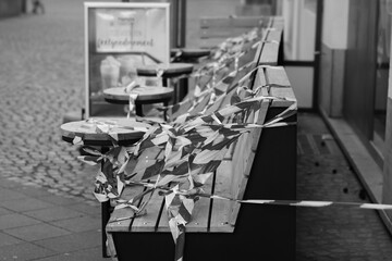 chairs in a restaurant corona covid-19 viruz lock down