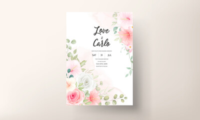 Beautiful floral design wedding invitation card