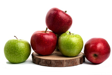 Fresh red and green apples isolated on white background