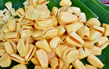 Jackfruits on the banana leaf