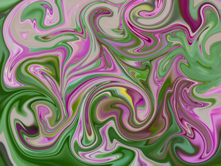 Ornamental background with abstract patterns of dominant pink and green colors.