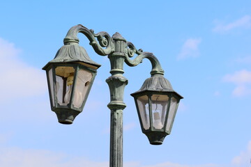 Fototapeta na wymiar Park lamps having broken glass.