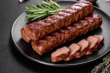Fresh tasty kebab grilled with spices and herbs