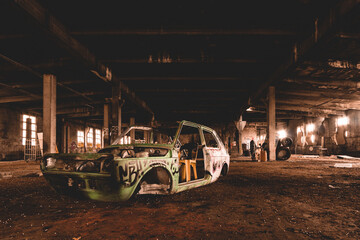 An old abandoned industrial area with graffitis