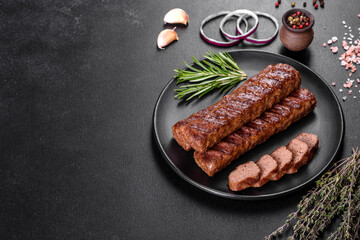 Fresh tasty kebab grilled with spices and herbs