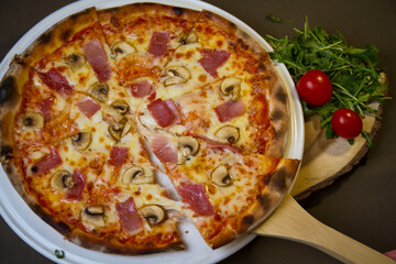 pizza with salami and cheese