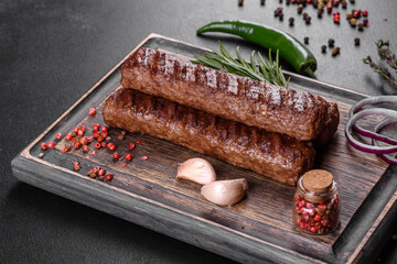 Fresh tasty kebab grilled with spices and herbs