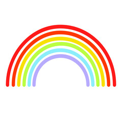 Flat vector cartoon rainbow design isolated on white background.