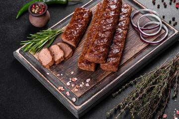 Fresh tasty kebab grilled with spices and herbs