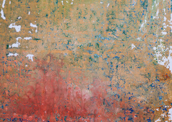 Background texture, geometry, abstract painting, brushstrokes and paint prints, orange, yellow and red