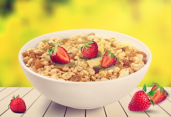 Healthy Homemade Oatmeal with Berries for Breakfast